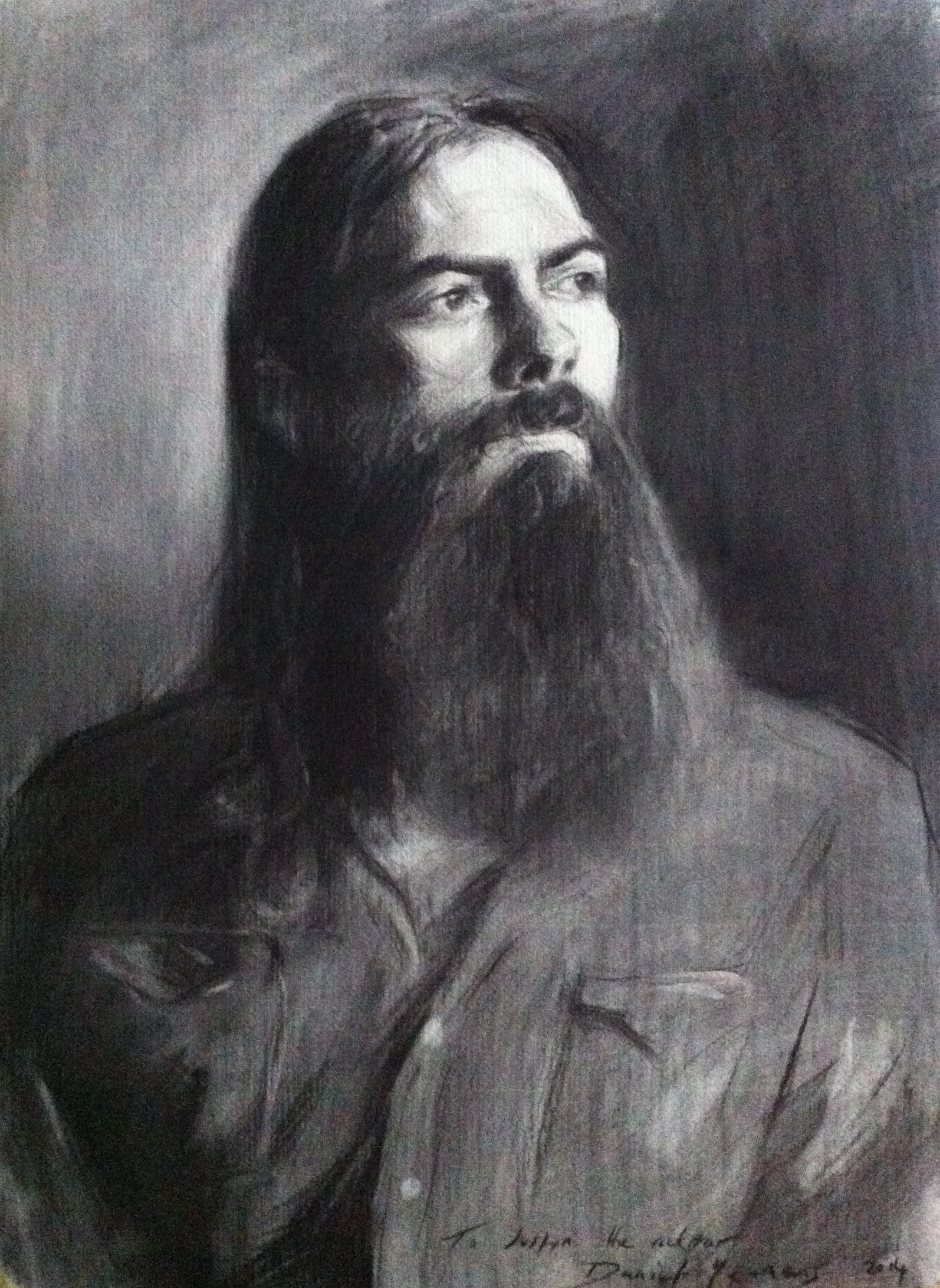Charcoal portrait: Justin the musician