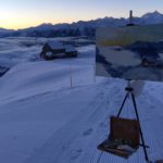painting Dawn at Cabane des violettes, Crans Montana, Switzerland