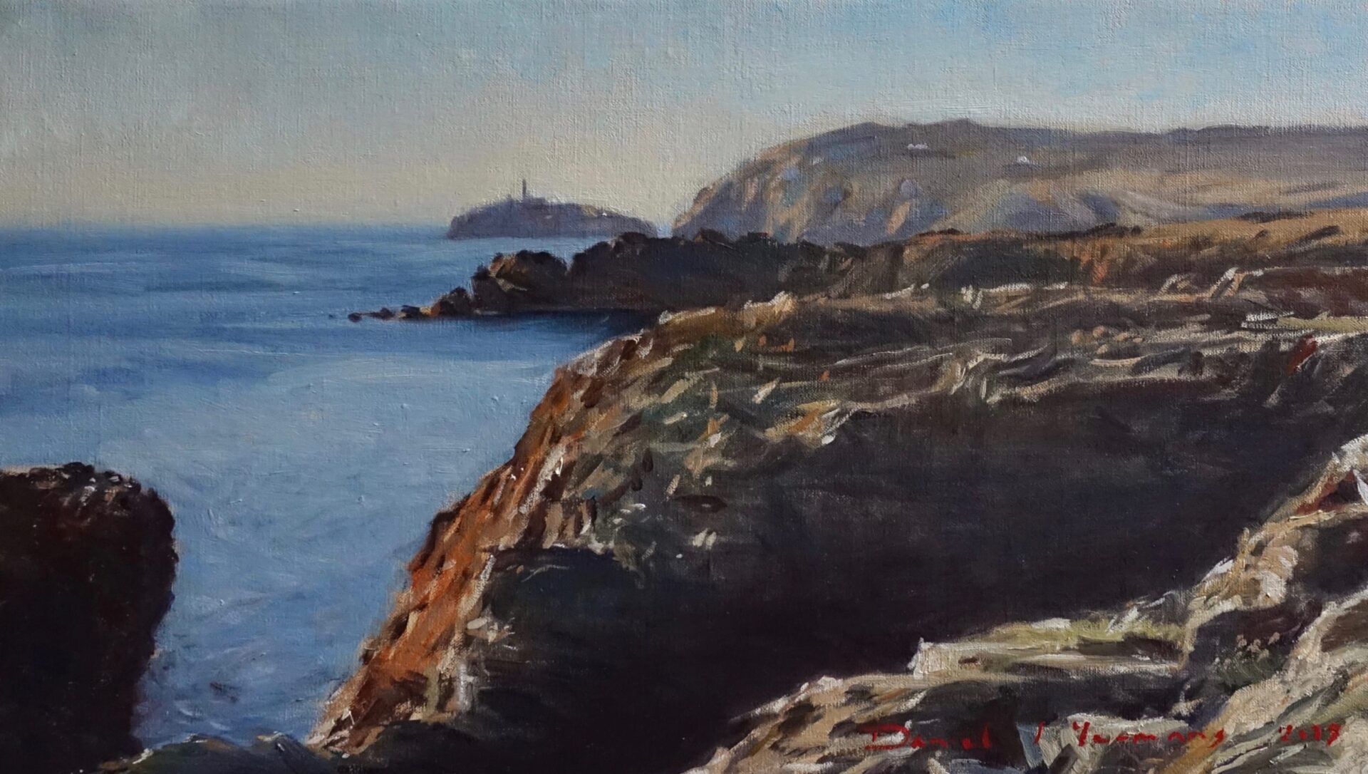 Oil painting looking towards South Stack, Anglesey