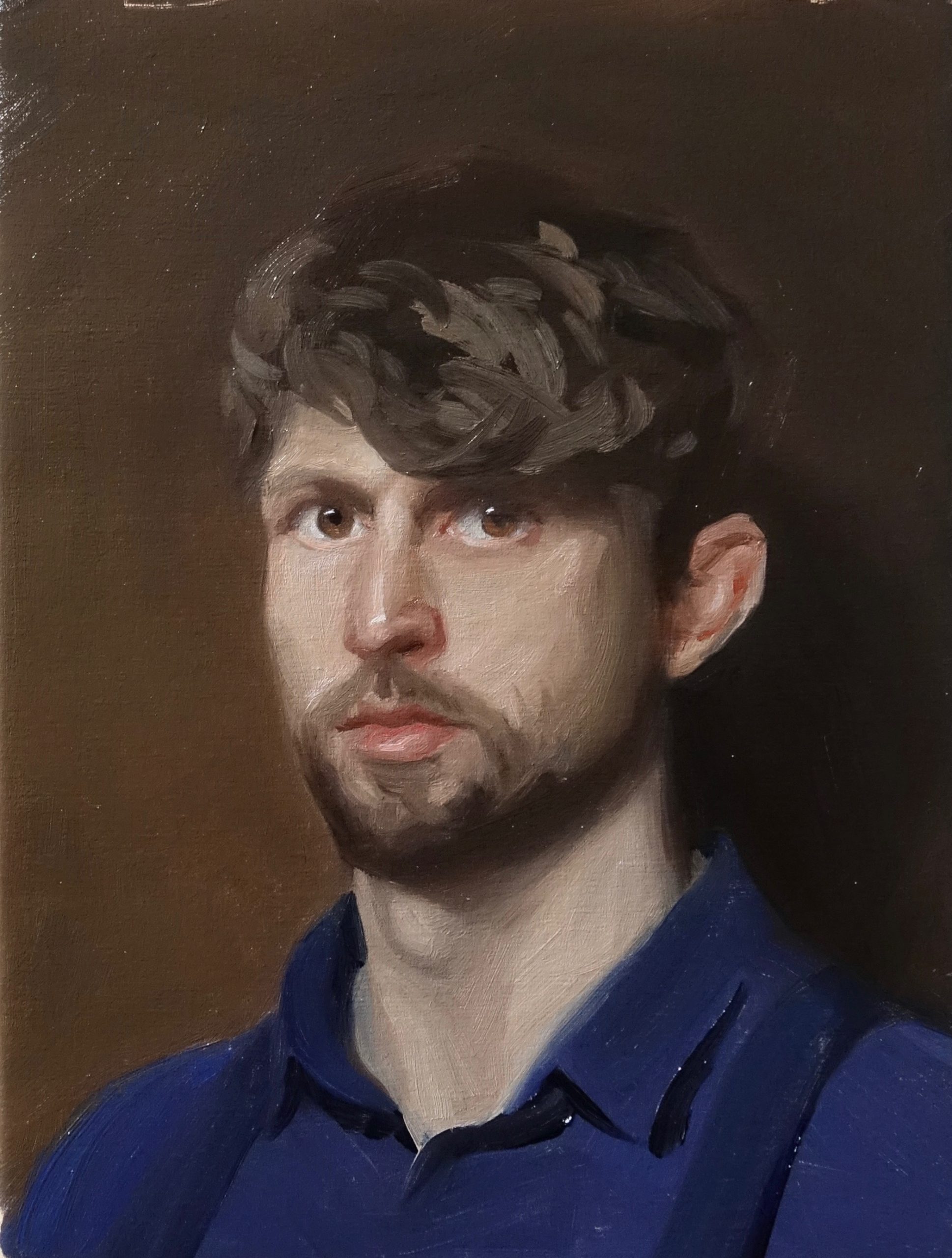 Self portrait in oils on canvas b yDaniel James Yeomans, Wales