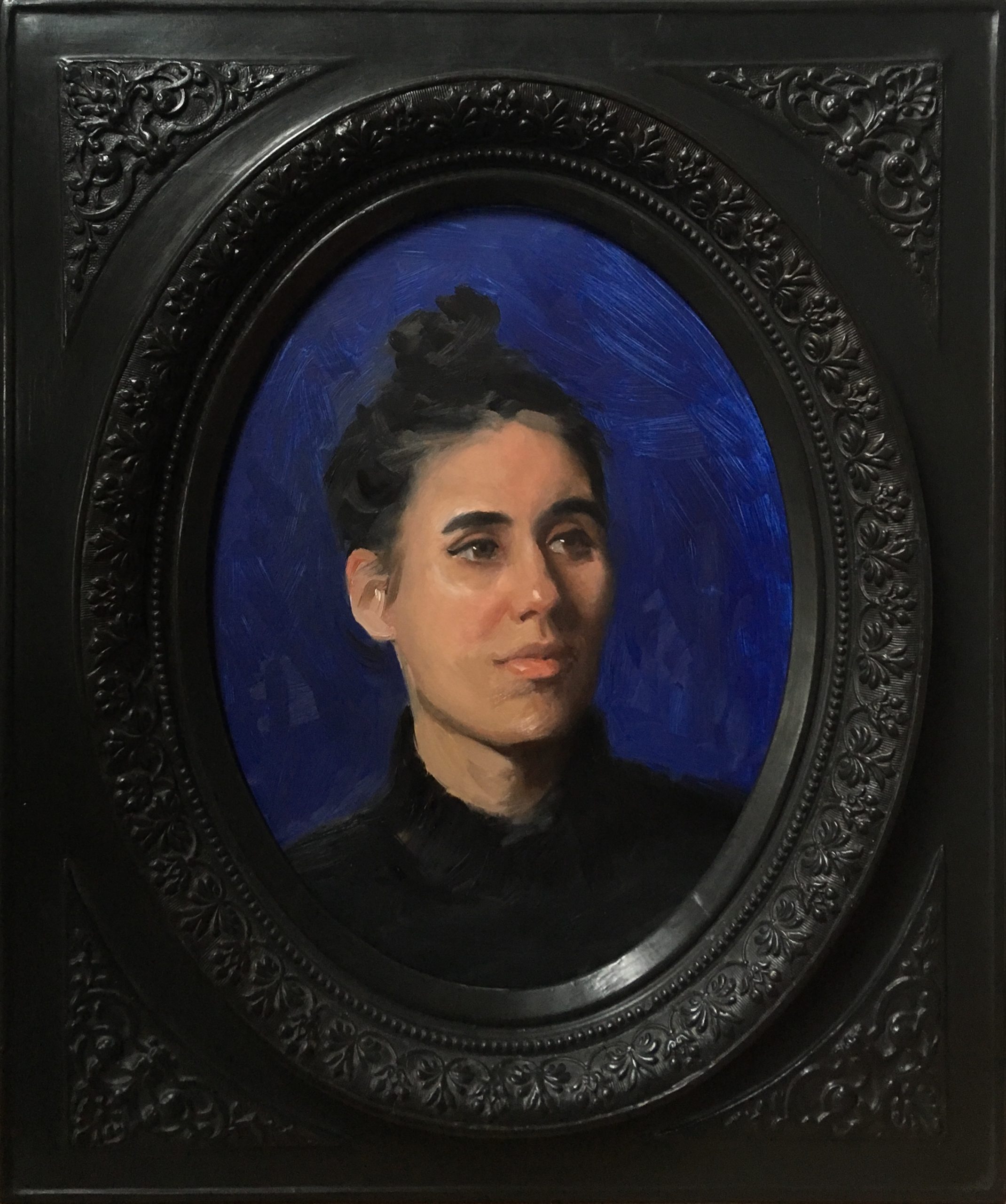 portrait painting in old victorian oval frame