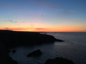 Sunrise coming up along the Pembrokeshire coastal path