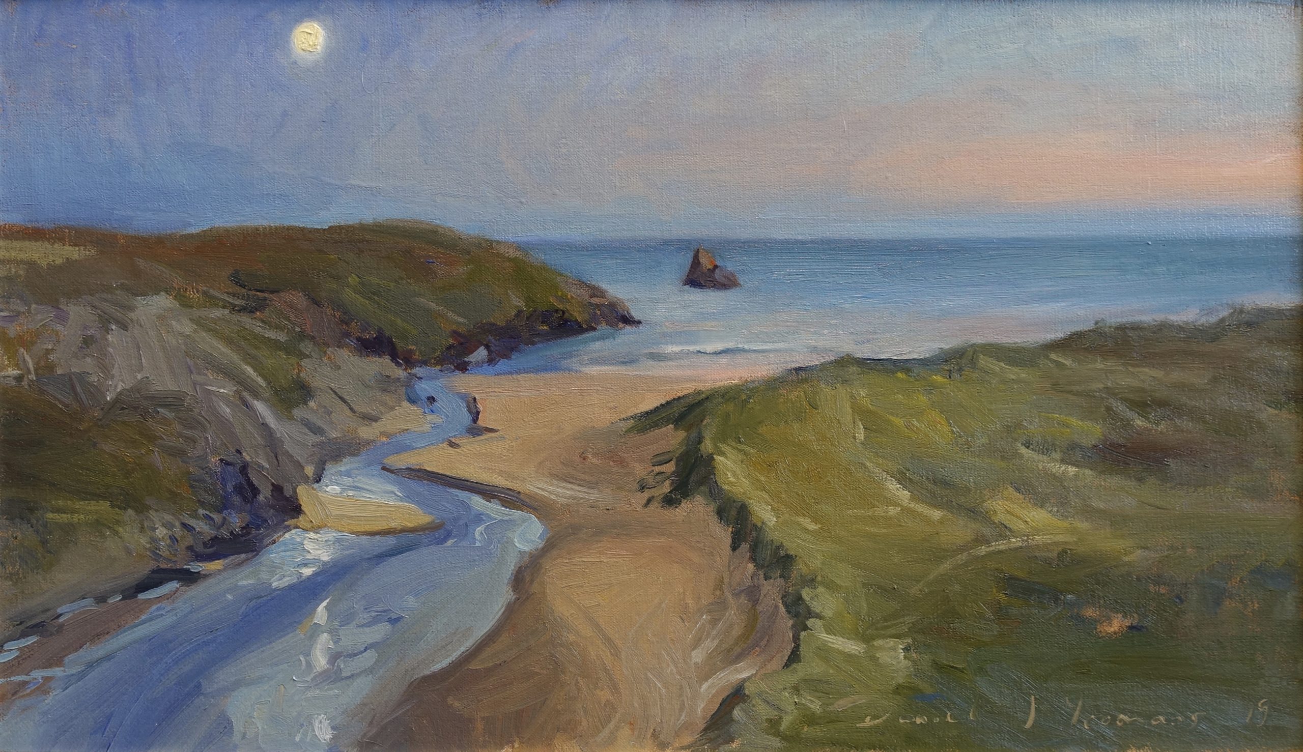 Broad haven beach with moonlight , Pembrokeshire