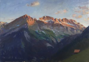 oil painting of les Dents Blanche , Champéry
