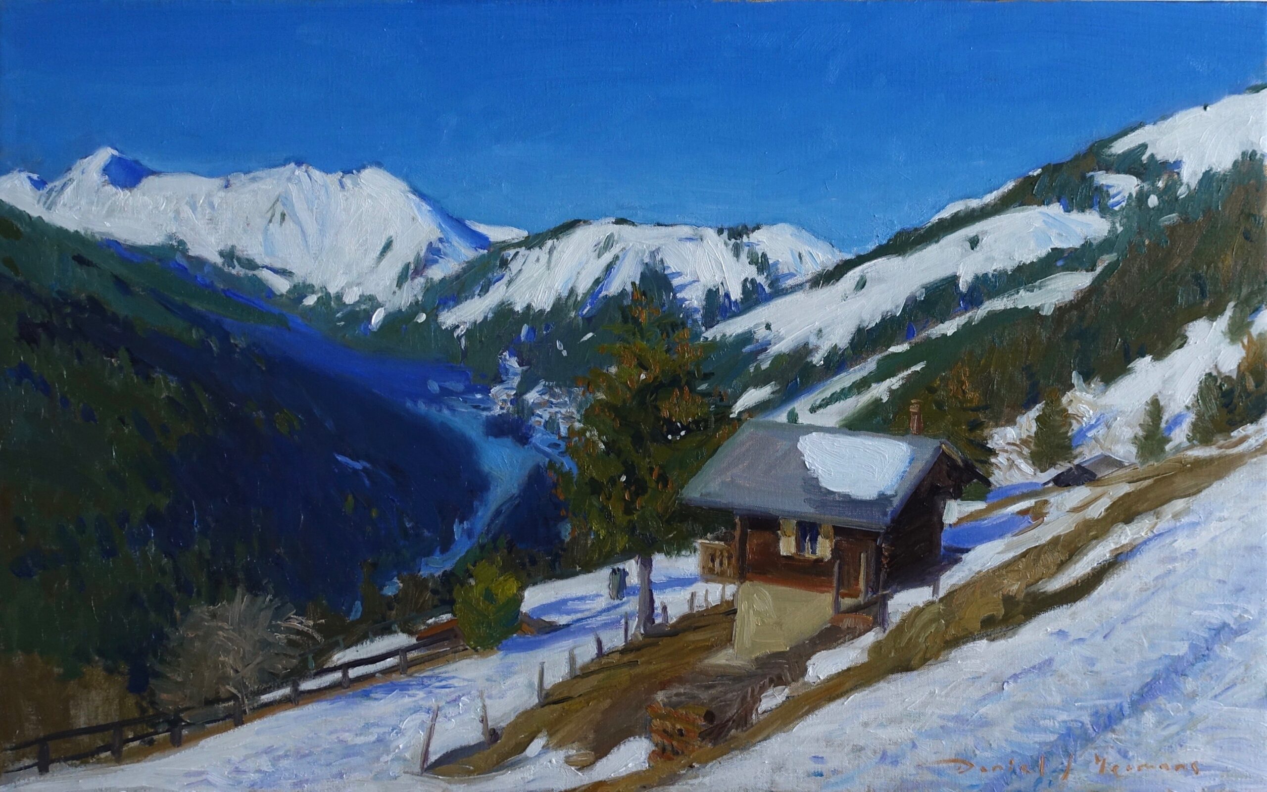 Oil painting of Morgins