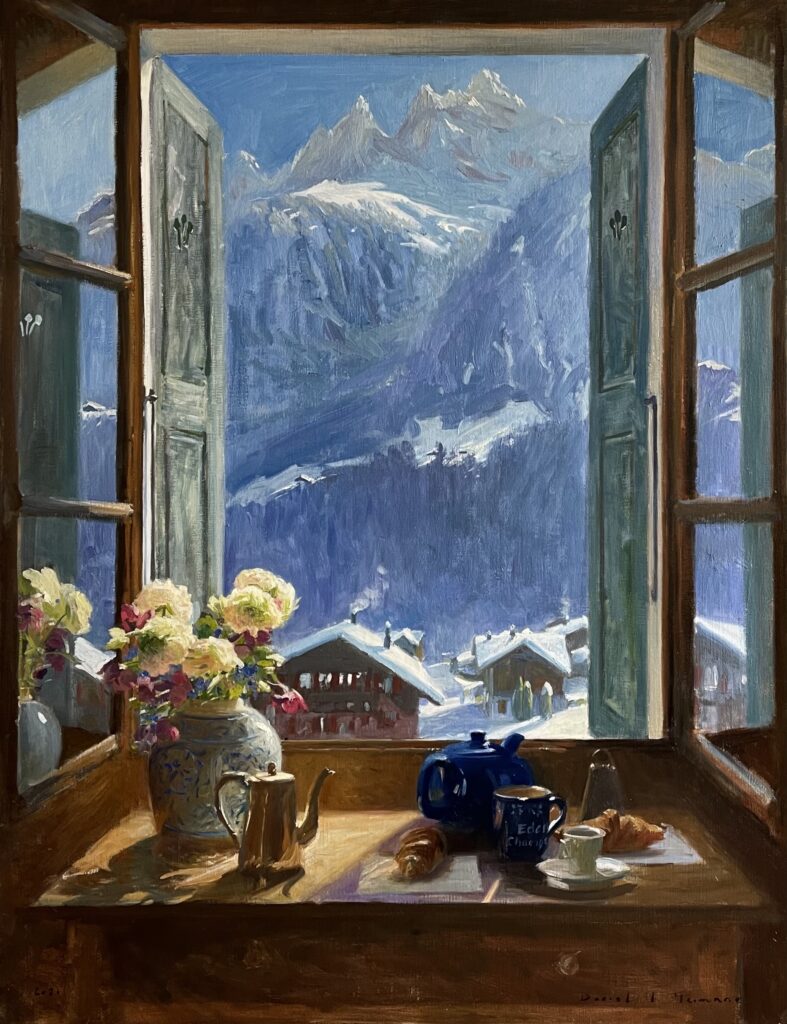 painting of a view from Chalet Eden window
