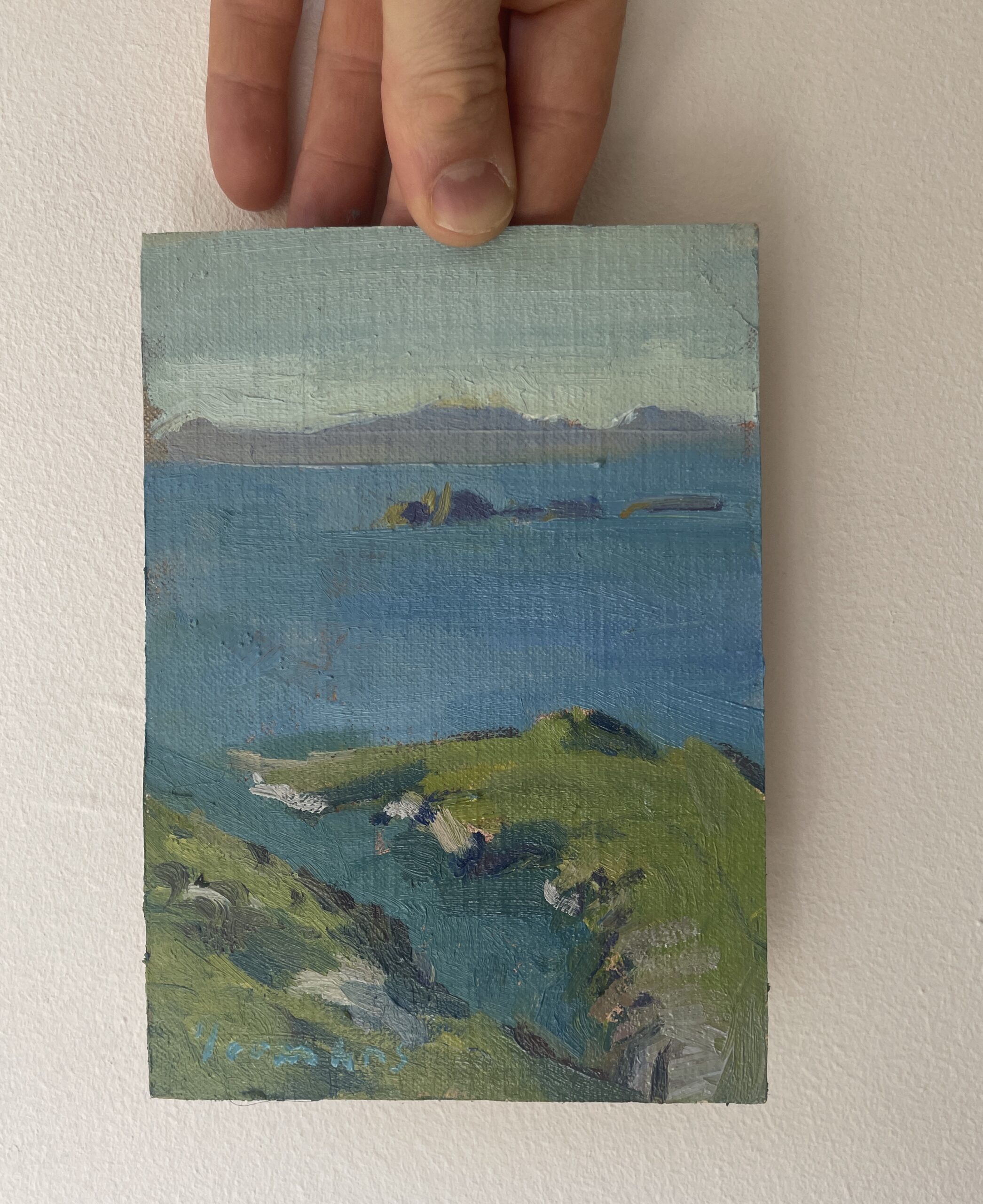 oil painting of the view Toward Stornoway