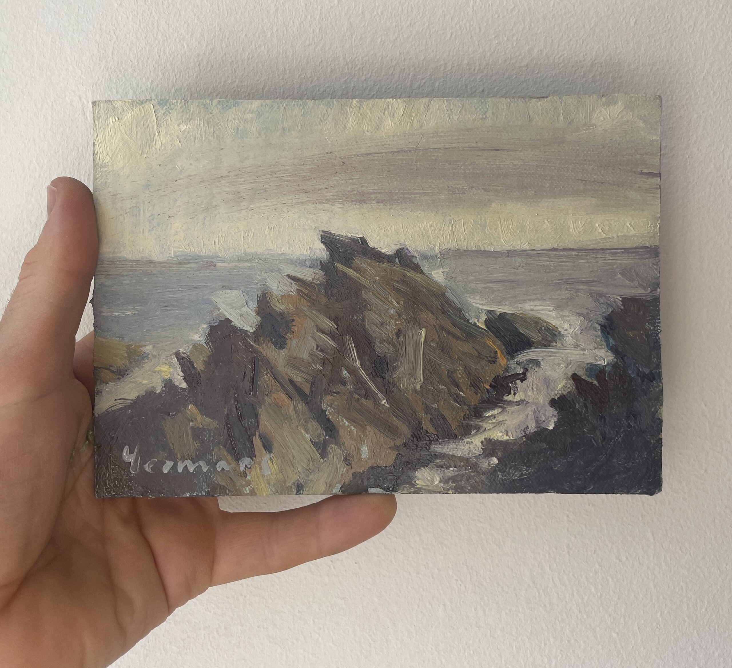 oil painting of Rocks at Sea