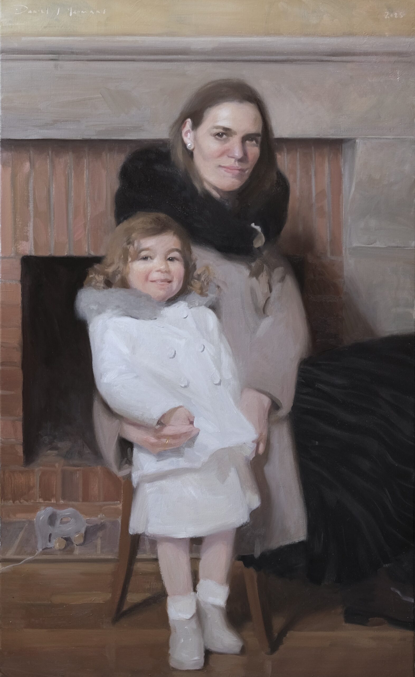 portrait painting of mother and daughter
